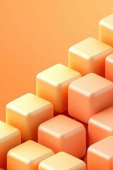 Obraz premium VintageInspired 3D Abstract Cubes with Smooth Gradient from Soft Orange to Faded Yellow