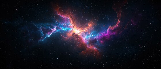 Vibrant Cosmic Explosion A Colorful Universe of Stars and Galaxies Blending in Space
