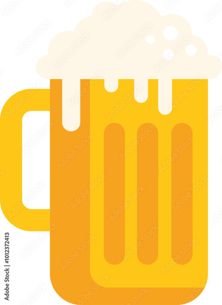 Wall mural Minimalist illustration of a glass of beer with foam overflowing, perfect for designs related to beer, pubs, and celebrations