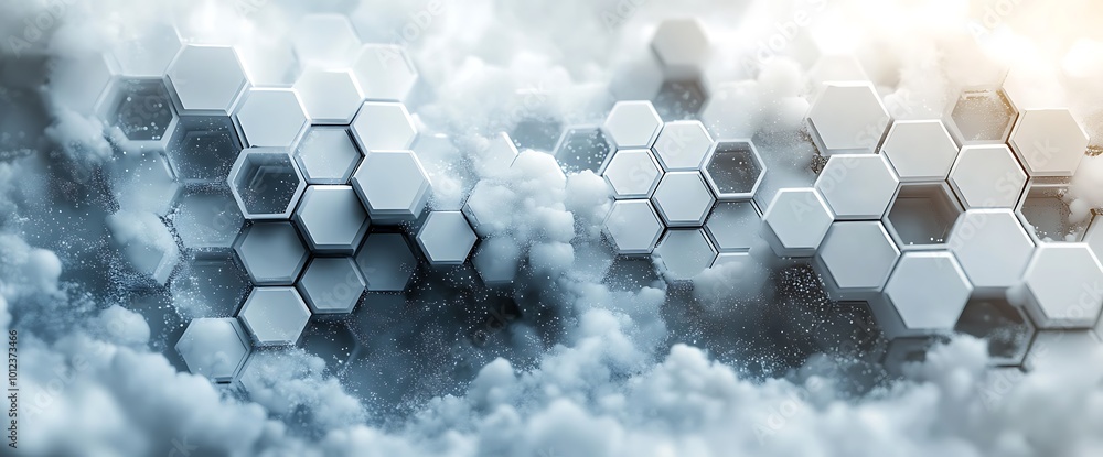 Aufkleber abstract hexagonal pattern in clouds.