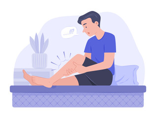 Man Suffering from Leg Cramp for Physical Symptom and Healthcare Concept Illustration