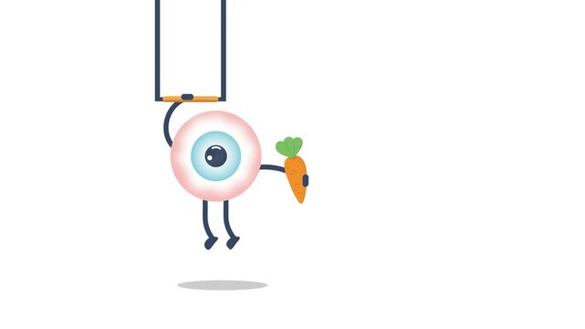 animated cartoon illustration of eye health, alpha channel background, looping animation