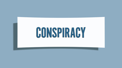 Conspiracy. A card isolated on blue background.