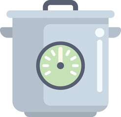 Kitchen pressure cooker with timer showing cooking time remaining on white background