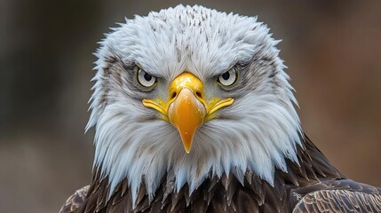 Fototapeta premium Intense gaze, sharp beak, and majestic feathers - a powerful close-up of an eagle exuding strength and dominance. 