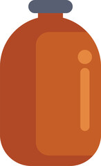 Simple icon of a brown bottle with a grey cap, perfect for representing beverages, cosmetics, or any other product in a similar container