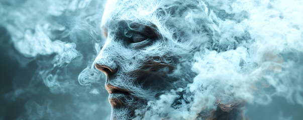 3D Illustration of Face and Smoke