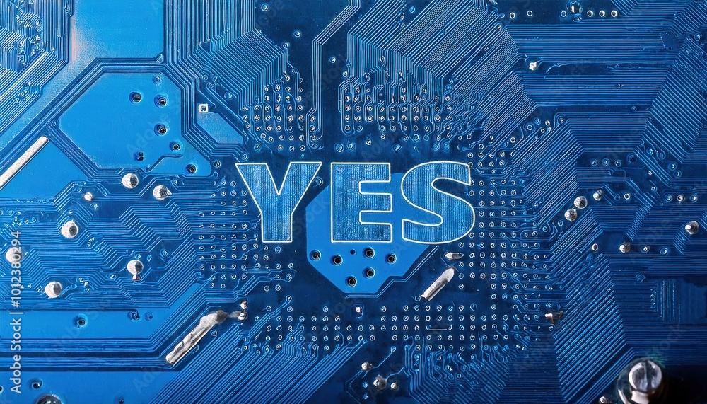 Poster digital circuit board with yes text