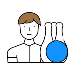 bowling game line icon vector. bowling game sign. isolated symbol illustration