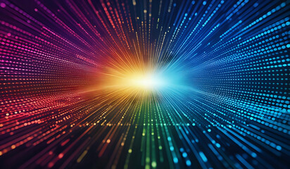 Obraz premium Rainbow digital networking, internet, cyber and business background