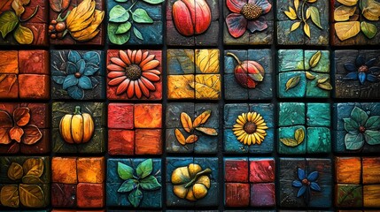 Interactive harvest festival board game, colorful squares, whimsical icons, detailed board design, [board game art, festival].