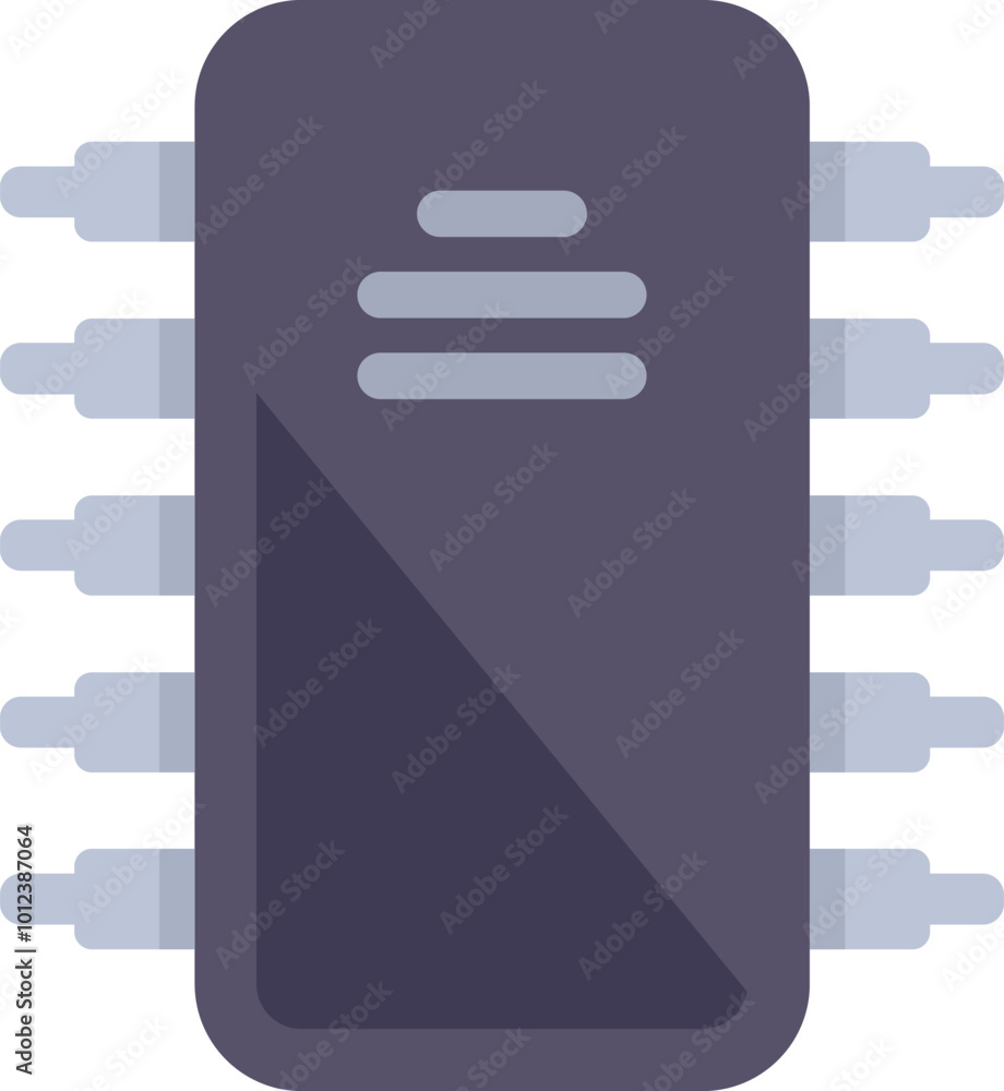 Poster microchip is connecting to a circuit board, illustrating computer processing power
