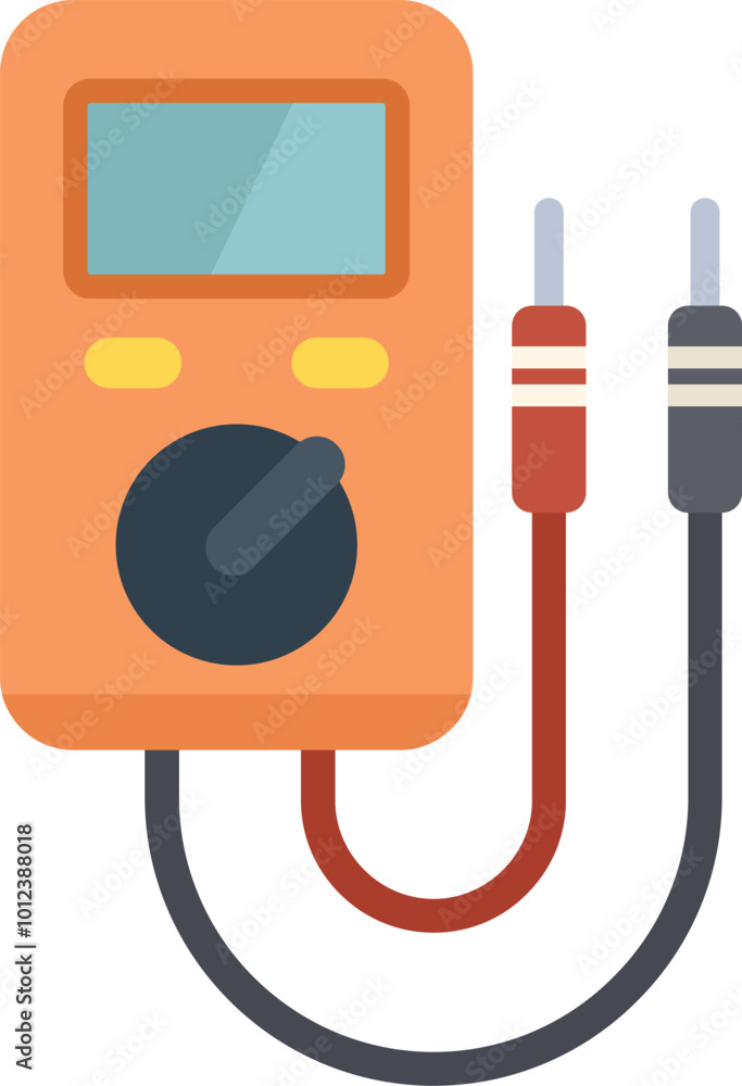 Poster digital multimeter with probes, measuring device for testing electrical circuits, electronic measuri