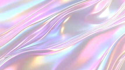 Obraz premium Iridescent pastel wavy texture with silky abstract background design