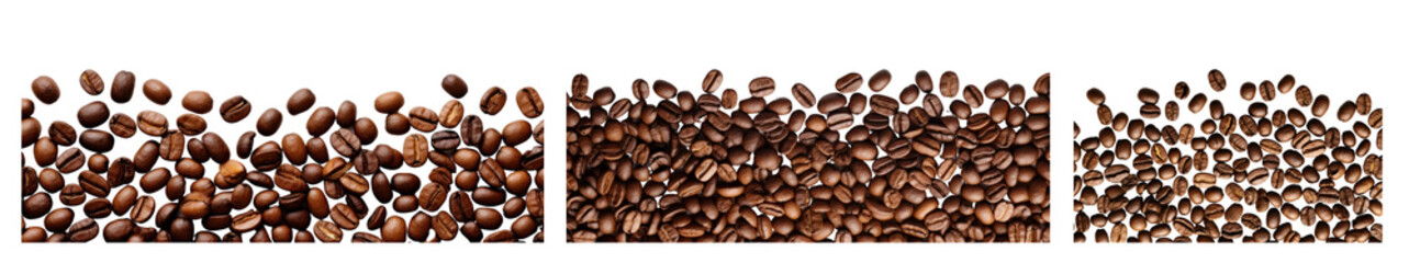 Obraz premium realistic photo of coffee beans borders png cut out element set