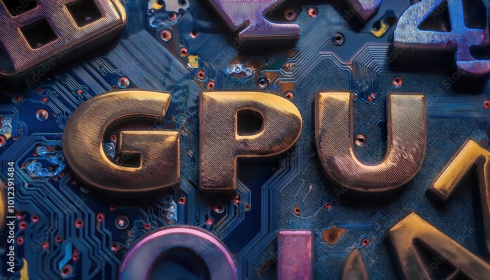 Poster gpu close-up on circuit board design