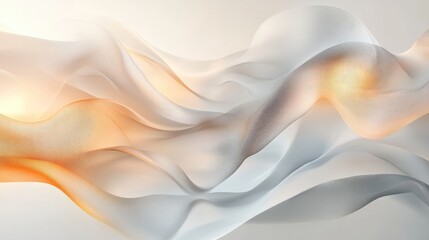 Obraz premium A light and elegant abstract background with golden and silver tones, softly blurred geometric shapes forming a subtle design on a pale canvas