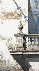 Obraz premium Weathered Stone Balcony: A Glimpse of Architectural Detail