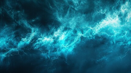 Abstract Blue and White Lightning Pattern with Swirling Clouds