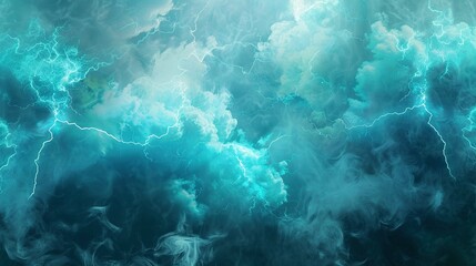 Abstract Teal and White Lightning Storm