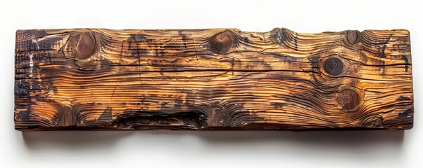 White background featuring a rustic wooden kitchen counter with natural texture and clean design