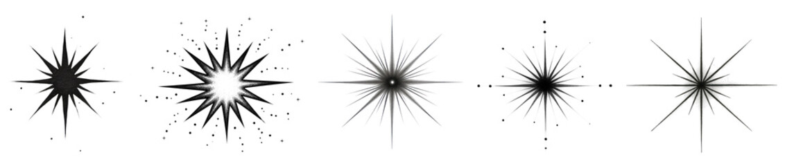 Decorative starburst png cut out element set