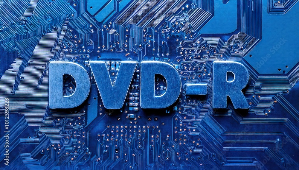 Poster high-resolution image of dvd-r with circuitry background