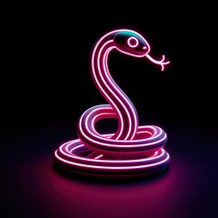 Fototapeta premium snake on a black background. 3D rendering. Neon lights