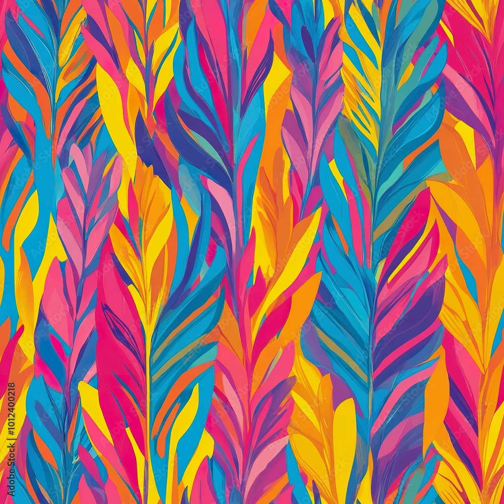 Poster vibrant and colorful abstract leaf pattern in a seamless design perfect for print and web background