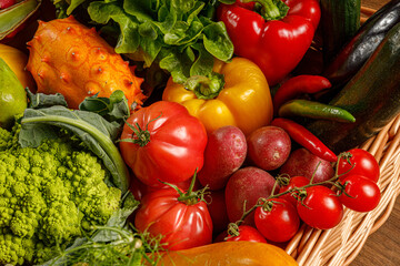 A colorful assortment of fresh vegetables in a woven basket, highlighting the importance of healthy eating