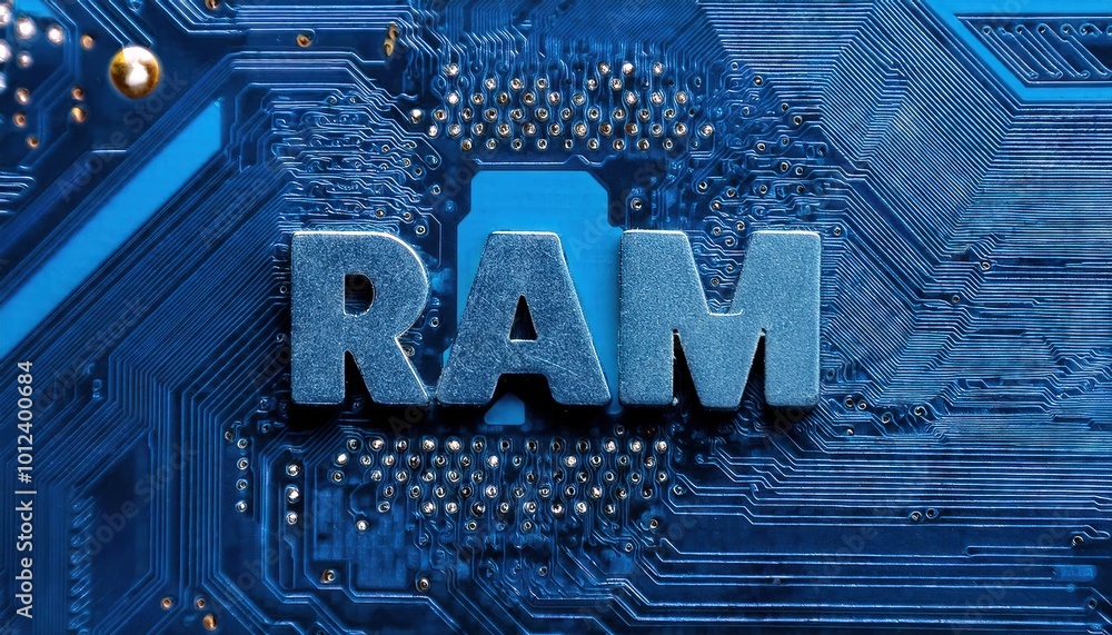 Poster dynamic ram module on computer circuit board