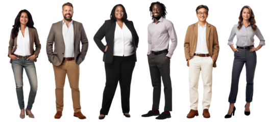 Diverse business people full body png cut out element set