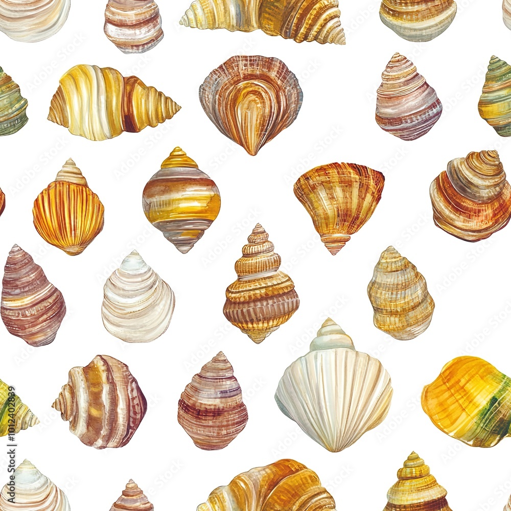 Poster seamless pattern with shells.