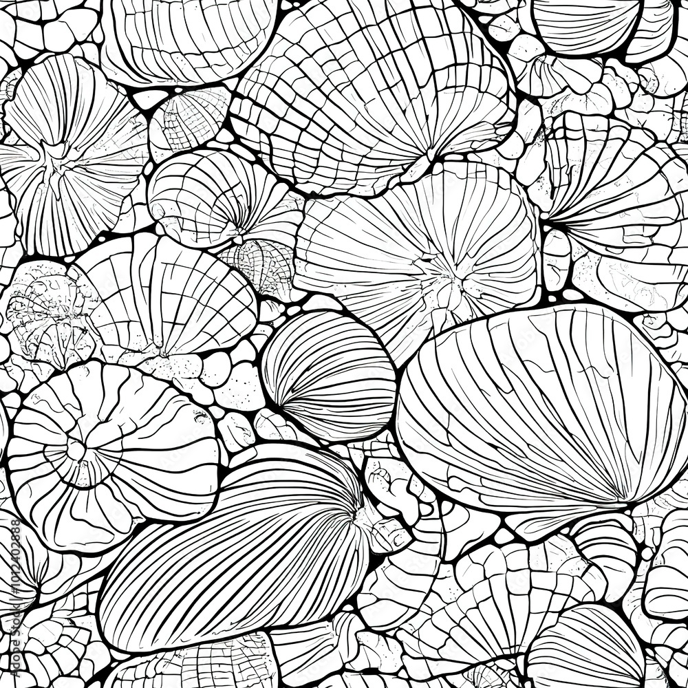 Poster seamless pattern with shells.