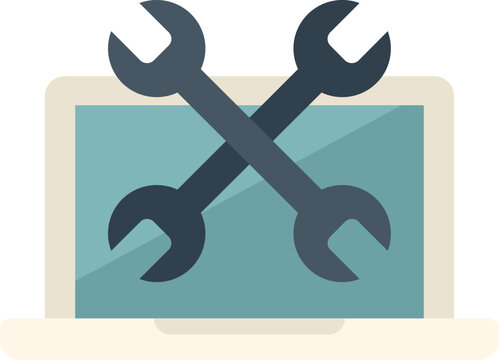 Crossed wrenches lying on a laptop computer symbolizing computer repair service - Powered by Adobe