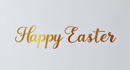 happy easter word lettering gold hue elegant concept on plain white background