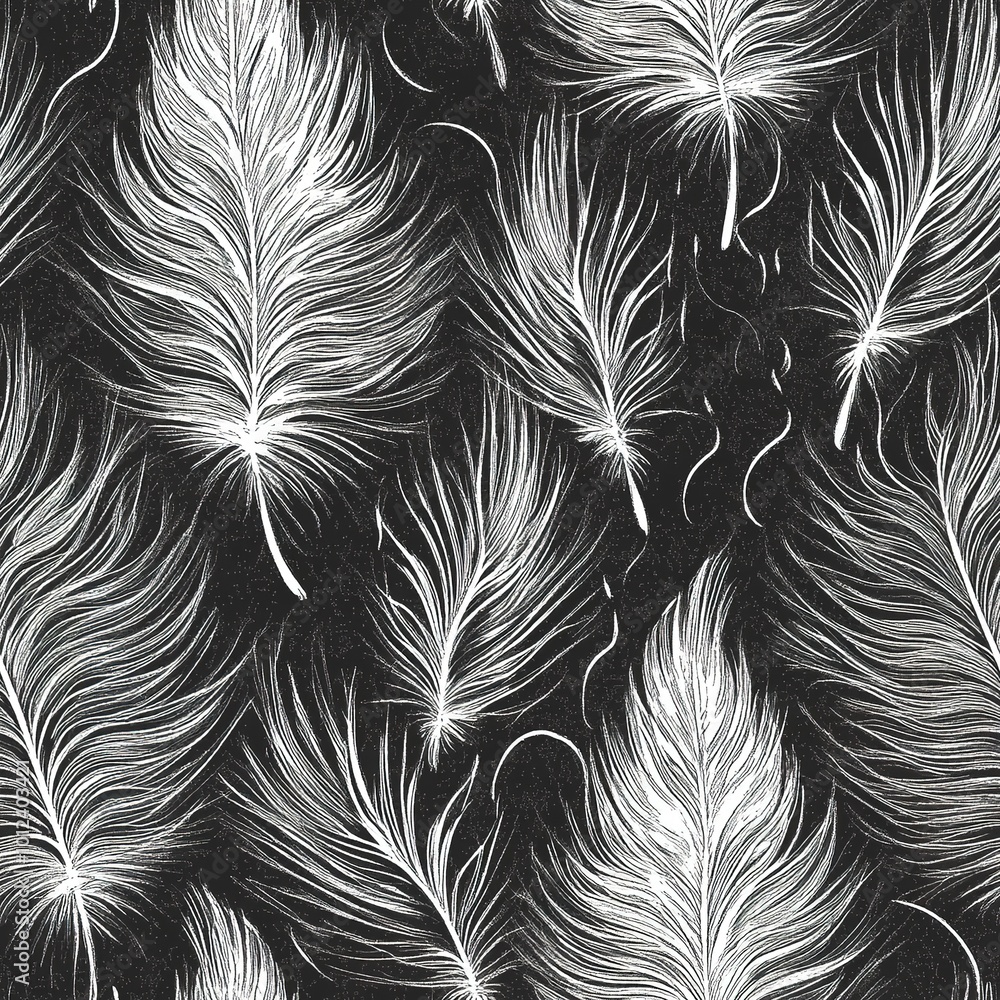 Poster seamless pattern with feathers.