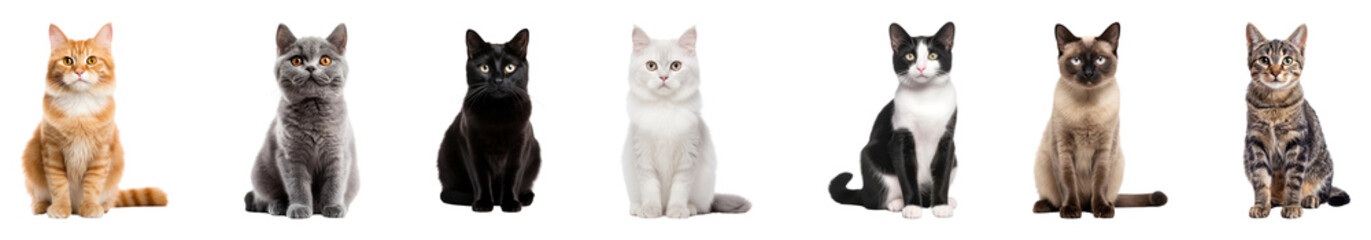 Obraz premium Diverse sitting cat png cut out element set