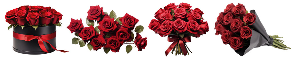 Obraz premium Red rose bouquet png cut out element set