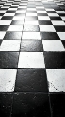 Black and White Checkered Floor Tiles Photo