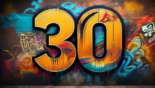 graffiti on a wall with the number 30