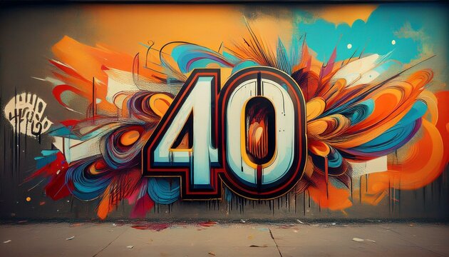graffiti on a wall with the number 40