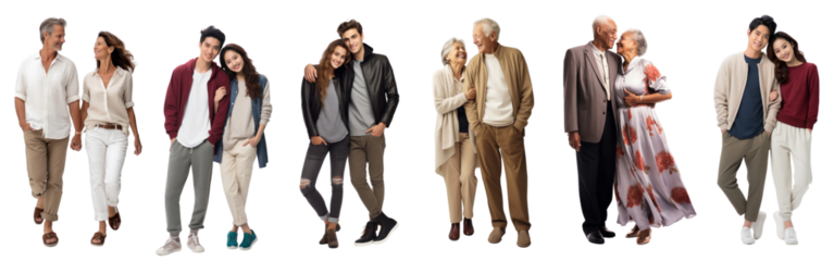 Real image of a lover couple png cut out element set