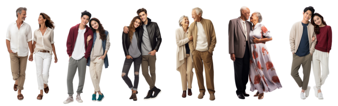 Real image of a lover couple png cut out element set