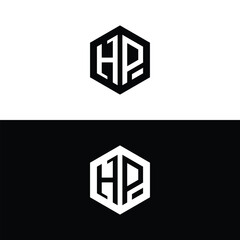Hexagonal Letter HP Logo Design