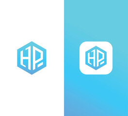Hexagonal Letter HP Logo Design