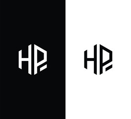 Obraz premium Hexagonal Letter HP Logo Design