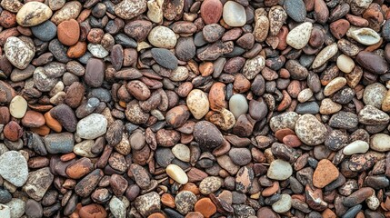 Close-up of Colorful Pebbles and Stones Texture