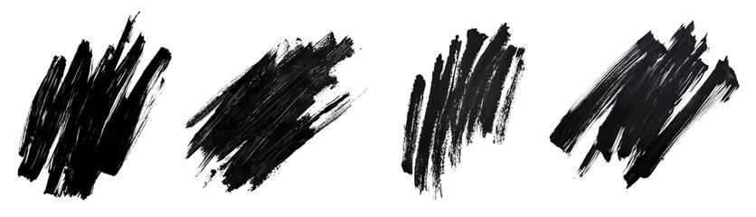 black brush stroke png cut out element set