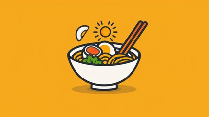 Sunny ramen bowl with eggs and veggies